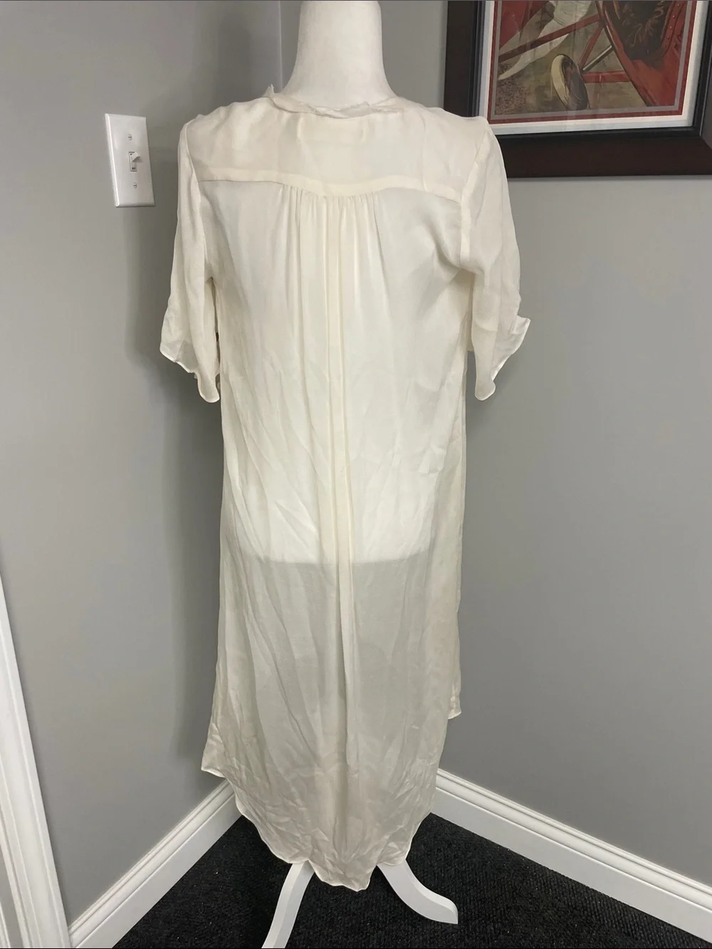 Graham and Spencer 100% silk off white cream sheer tunic top size Small NWT